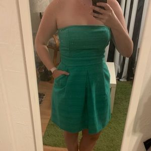 Green Strapless Banana Republic Dress w/ POCKETS